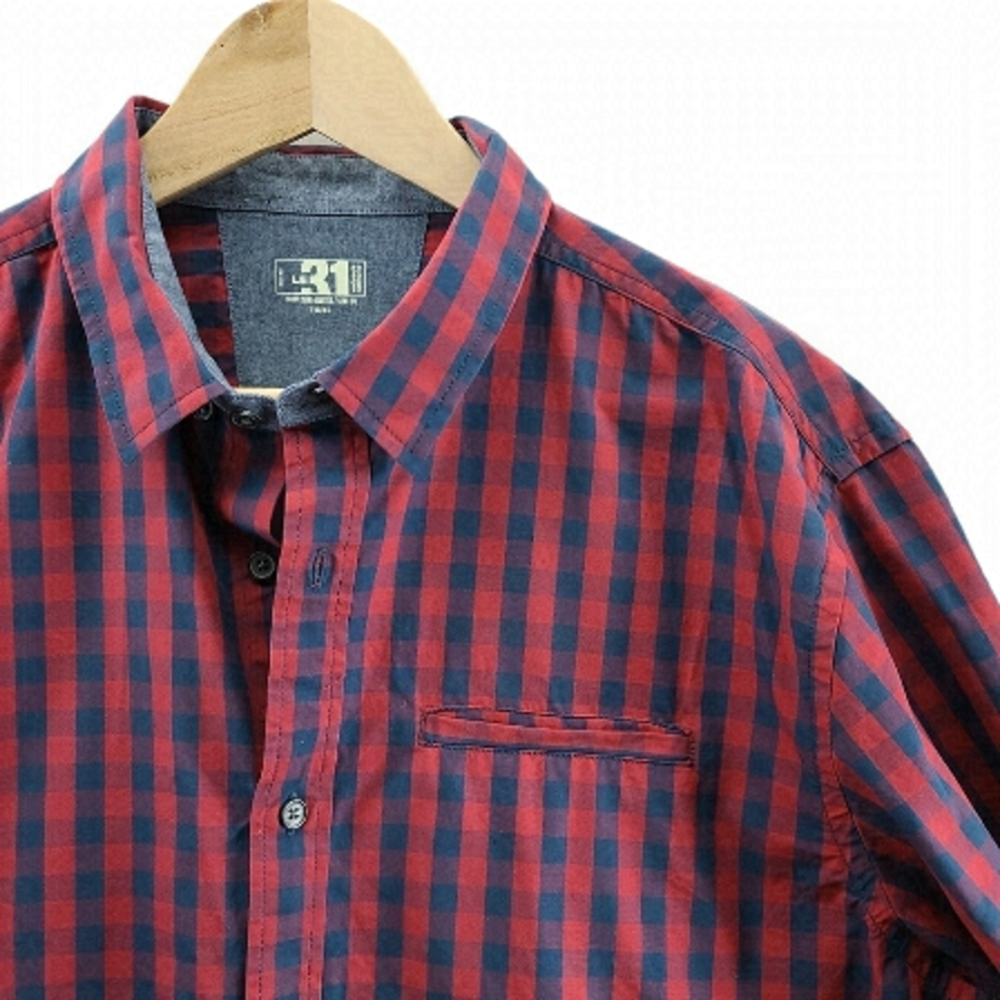 Le 31 Simons Red Dress Button Down Checkered Long Sleeve Shirt Men's XL Flannel